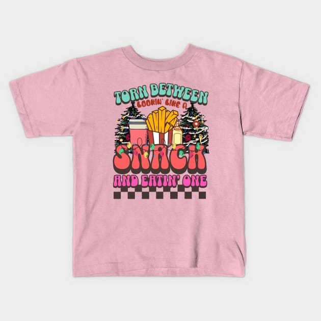 Torn Between Lookin Like A Snack and Eating One Funny Retro Christmas Kids T-Shirt by JDVNart